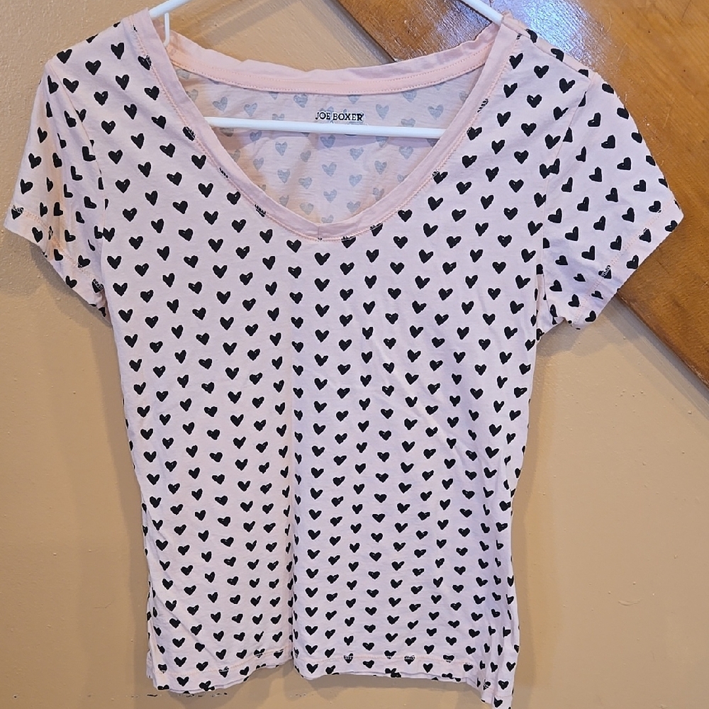 Joe Boxer Pink Heart Print Women's Top